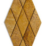 3 X 6 Gold / Yellow Travertine Diamond / Rhomboid Honed & Beveled Mosaic Tile