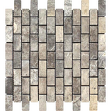 1 X 2 Silver Travertine Tumbled Mosaic Tile