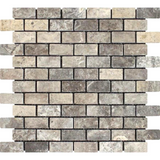 1 X 2 Silver Travertine Tumbled Mosaic Tile