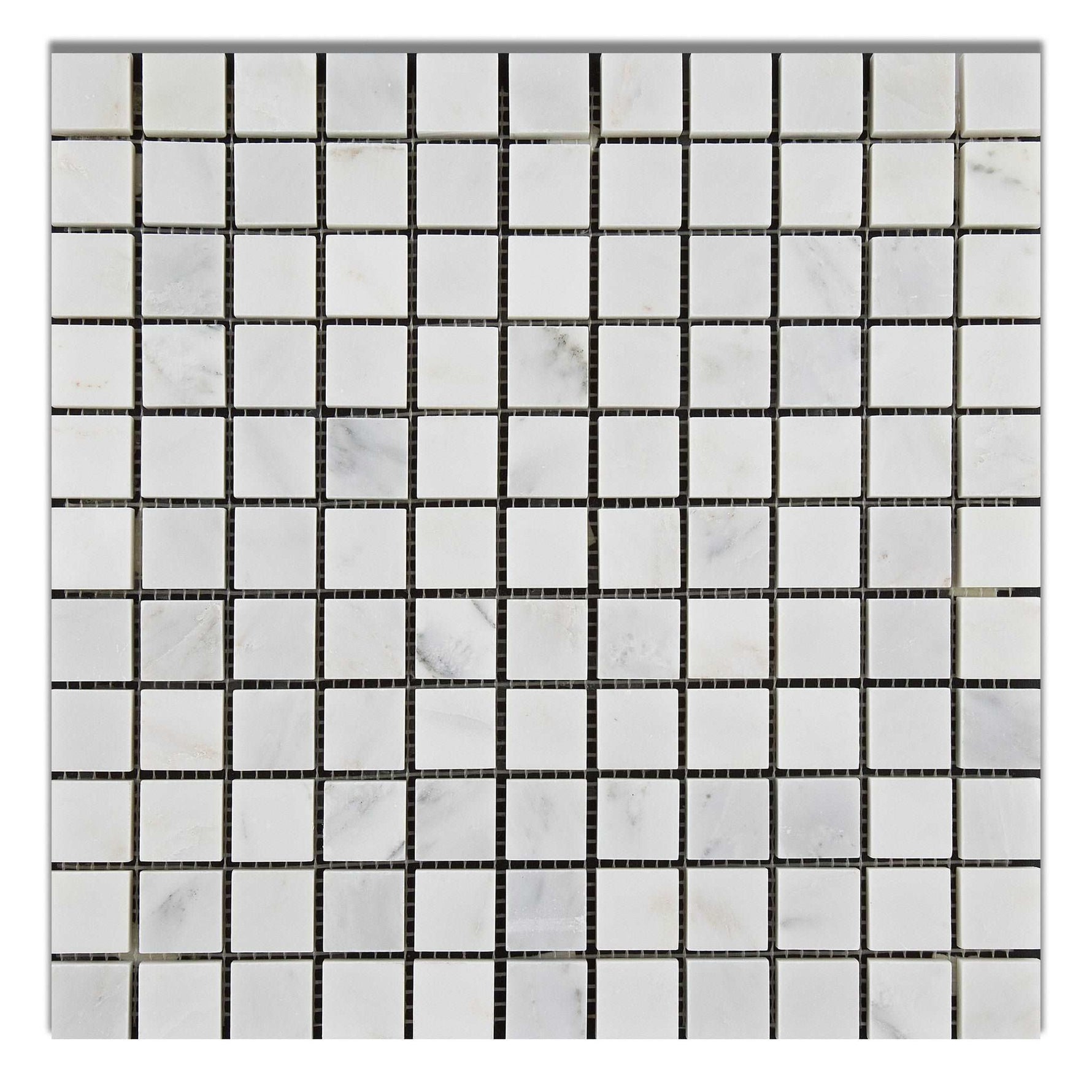 1 X 1 Oriental White / Asian Statuary Marble Polished Mosaic Tile-Marble Mosaic-American Tile Depot