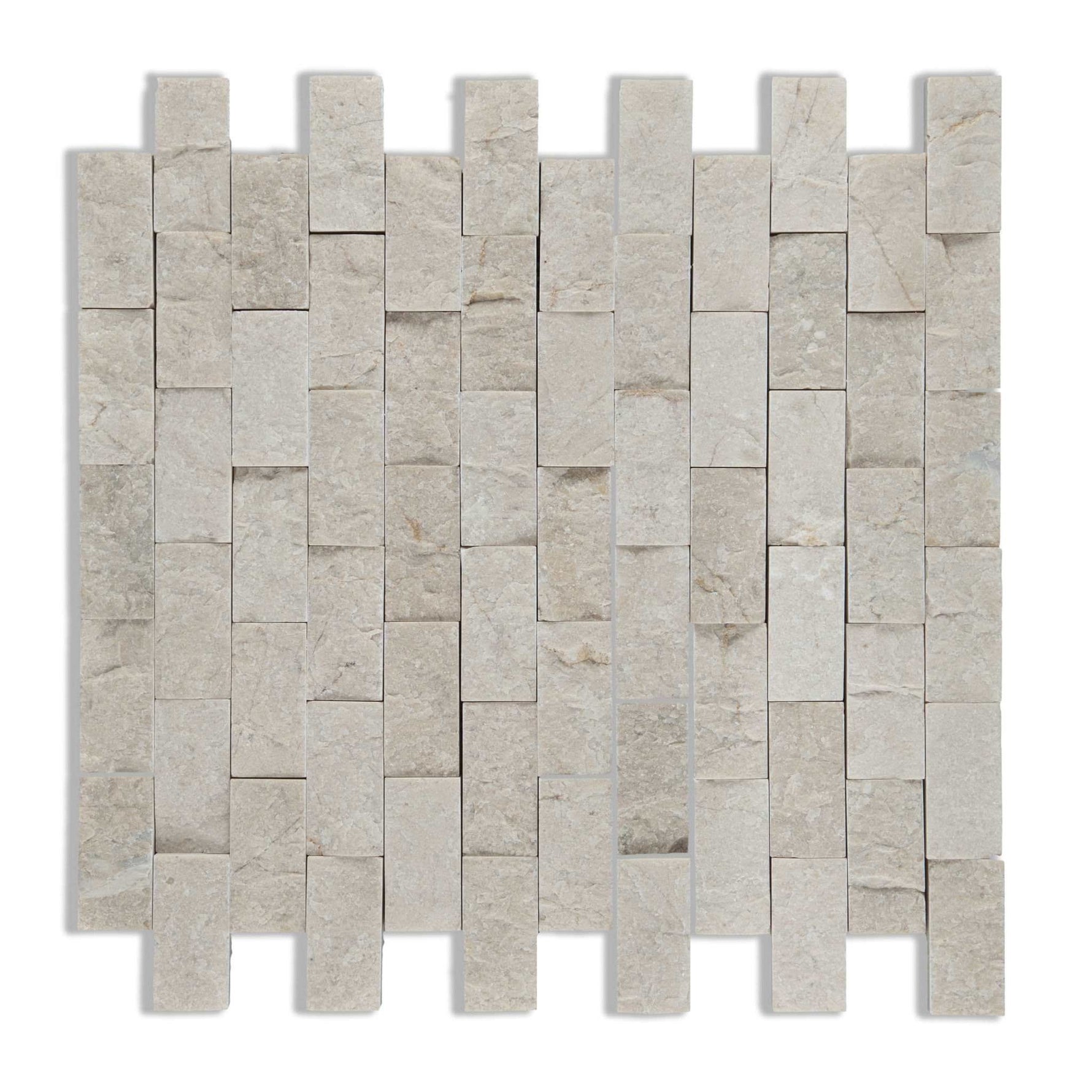 1 X 2 Crema Marfil Marble Split-Faced Mosaic Tile-Marble Mosaic-American Tile Depot