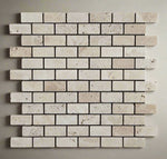 1 X 2 Ivory Travertine Tumbled Brick Mosaic Tile-Travertine Mosaic-American Tile Depot