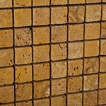 1 X 1 Gold / Yellow Travertine Tumbled Mosaic Tile