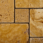 Gold / Yellow Travertine 4-Pieced OPUS Mini-Pattern Tumbled Mosaic Tile