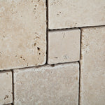 Ivory Travertine 4-Pieced OPUS Mini-Pattern Tumbled Mosaic Tile