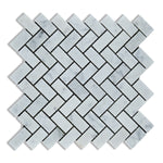 Carrara White Marble Polished 1 x 2 Herringbone Mosaic Tile-Marble Mosaic-American Tile Depot