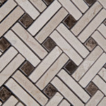 Crema Marfil Marble Honed Stanza Basketweave Mosaic Tile w/ Emperador Dark Dots