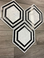 Waterjet Long Hexagon Marble Polished Mosaic Tile