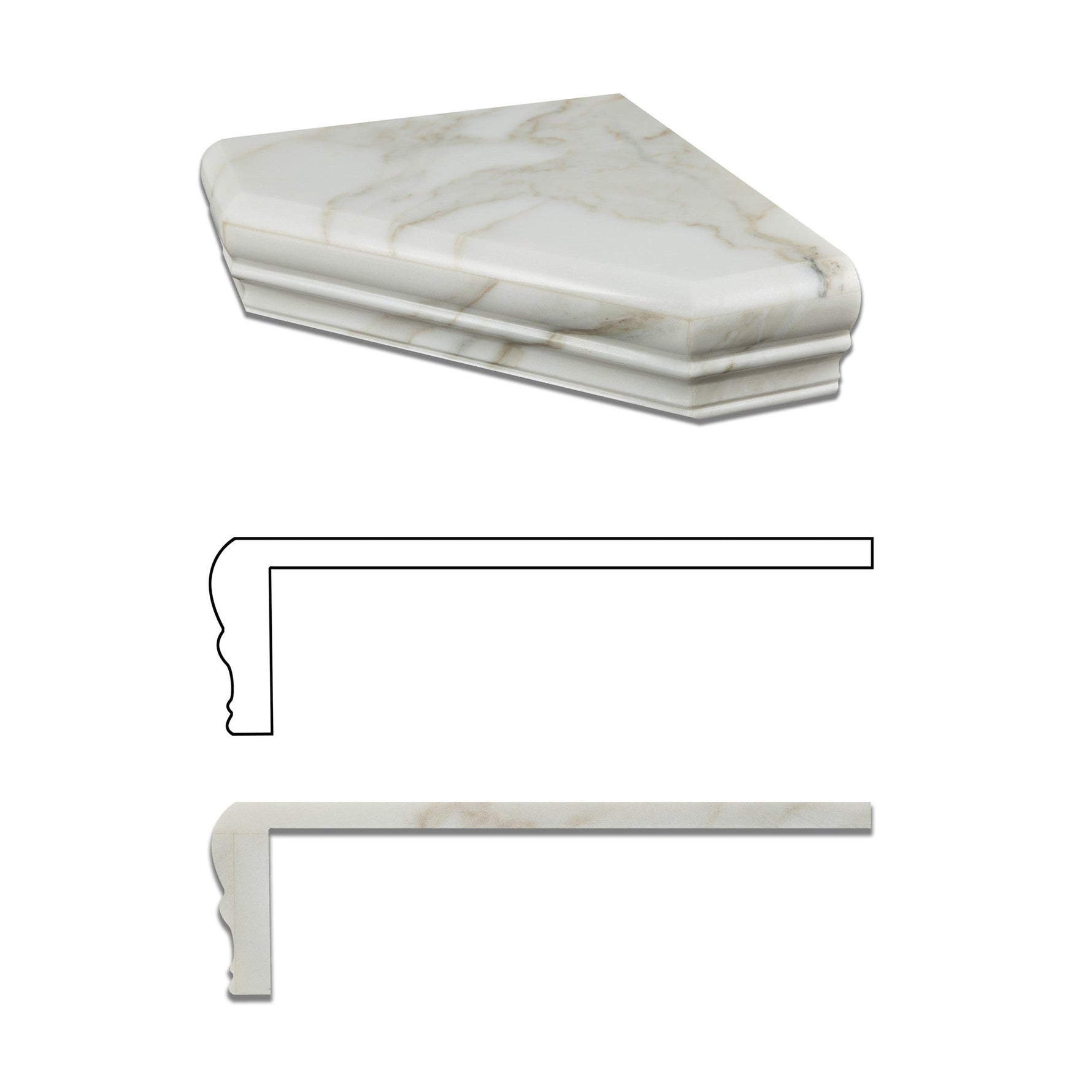 Calacatta Gold Marble Hand-Made Custom Shower Corner Shelf - Polished