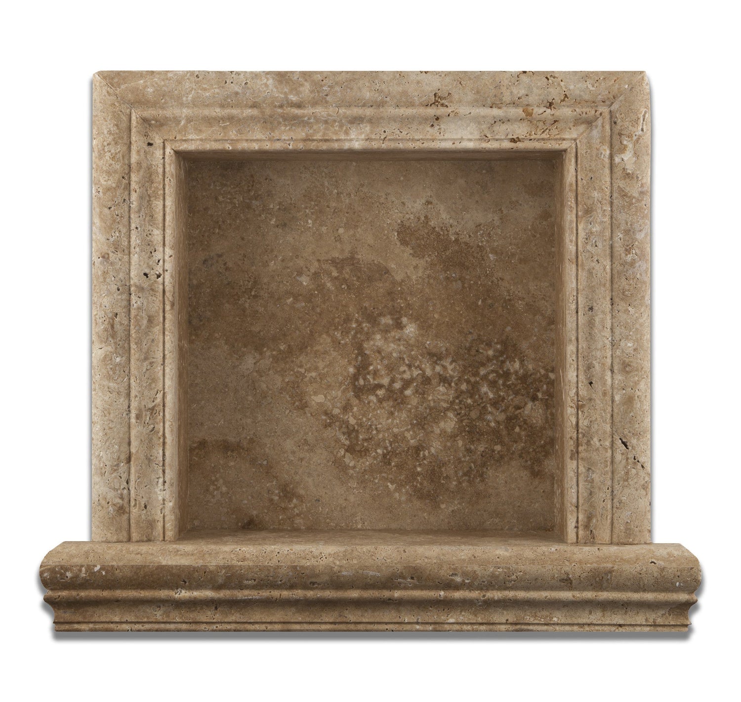 Walnut Travertine Hand-Made Custom Shampoo Niche / Shelf - SMALL - Honed