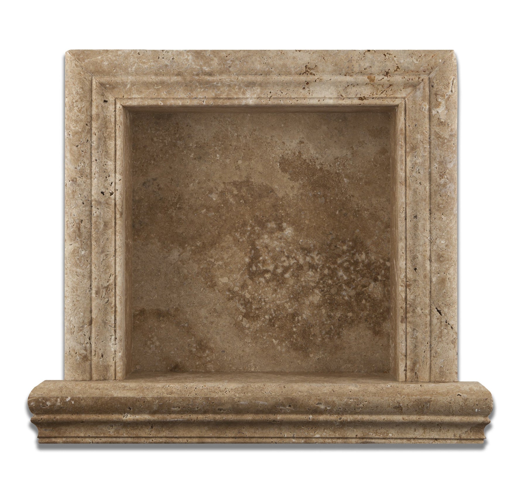 Walnut Travertine Hand-Made Custom Shampoo Niche / Shelf - SMALL - Honed