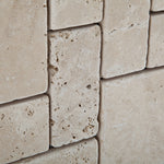 Ivory Travertine 3-Pieced Mini-Pattern Tumbled Mosaic Tile