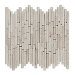 Ivory Travertine Tumbled Random Strip Mosaic Tile-Travertine Mosaic-American Tile Depot