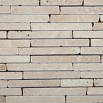 Ivory Travertine Tumbled Random Strip Mosaic Tile