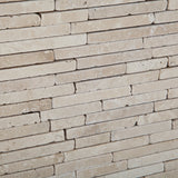 Ivory Travertine Tumbled Random Strip Mosaic Tile