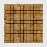 1 X 1 Gold / Yellow Travertine Tumbled Mosaic Tile