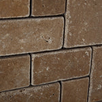 Noce Travertine 3-Pieced Mini-Pattern Tumbled Mosaic Tile