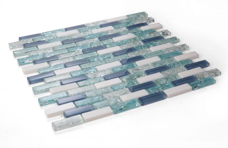 Iceberg Royal Blue Glass Mosaic Wall Tile-Mixed Mosaic-American Tile Depot