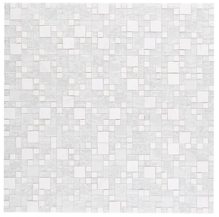 Iceberg Pure Square Glass Mosaic Wall Tile-Mixed Mosaic-American Tile Depot