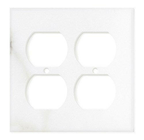 Italian Calacatta Gold Marble Double Duplex Switch Wall Plate / Switch Plate / Cover - Honed-Marble Wall/Switch Plate-American Tile Depot