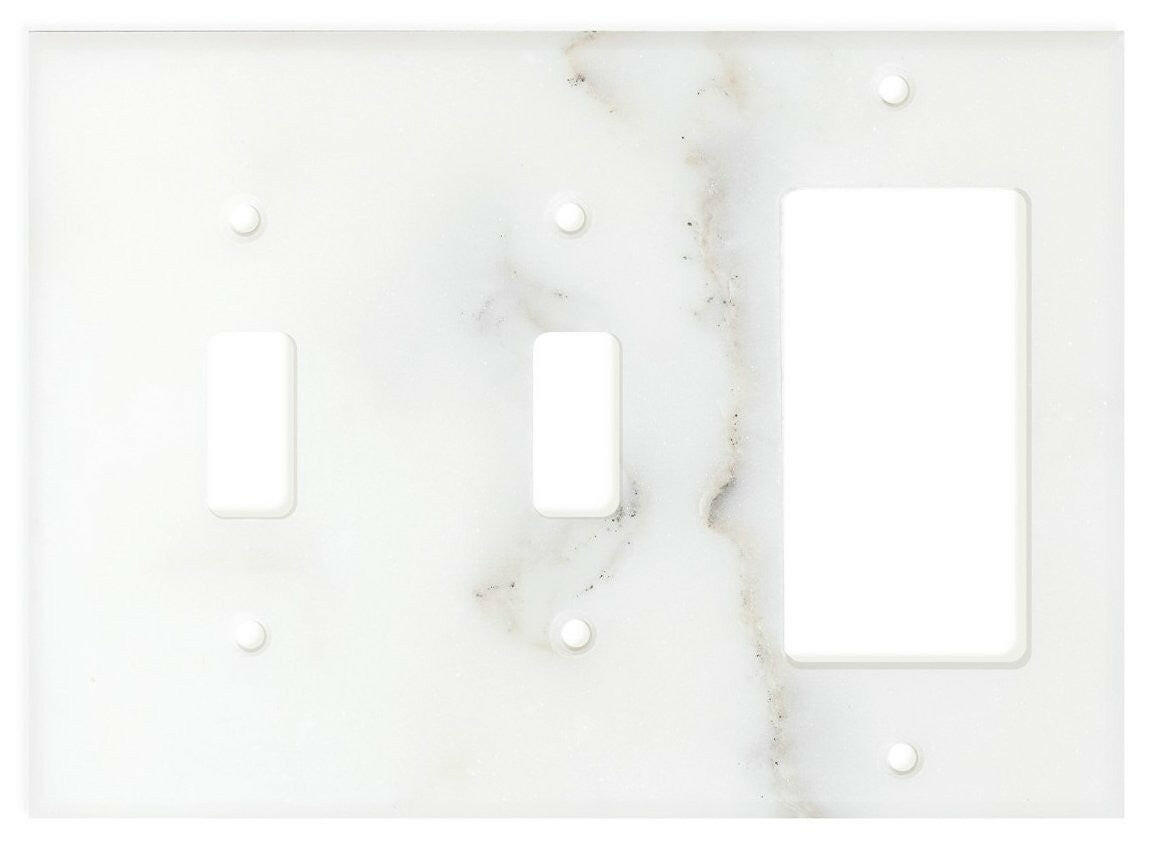 Italian Calacatta Gold Marble Double Toggle Rocker Switch Wall Plate / Switch Plate / Cover - Polished-Marble Wall/Switch Plate-American Tile Depot