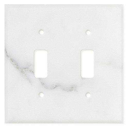 Italian Calacatta Gold Marble Double Toggle Switch Wall Plate / Switch Plate / Cover - Polished-Marble Wall/Switch Plate-American Tile Depot