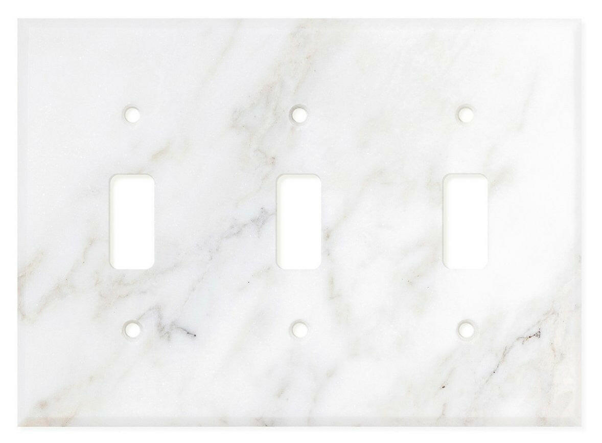 Italian Calacatta Gold Marble Triple Toggle Switch Wall Plate / Switch Plate / Cover - Honed-Marble Wall/Switch Plate-American Tile Depot