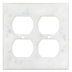 Italian Carrara White Marble Double Duplex Switch Wall Plate / Switch Plate / Cover - Honed-Marble Wall/Switch Plate-American Tile Depot