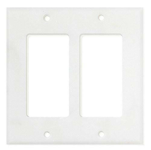 Italian Carrara White Marble Double Rocker Switch Wall Plate / Switch Plate / Cover - Polished-Marble Wall/Switch Plate-American Tile Depot