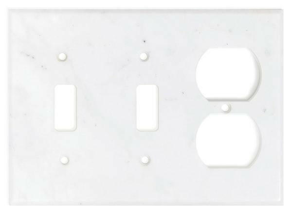 Italian Carrara White Marble Double Toggle Duplex Switch Wall Plate / Switch Plate / Cover - Polished-Marble Wall/Switch Plate-American Tile Depot