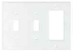 Italian Carrara White Marble Double Toggle Rocker Switch Wall Plate / Switch Plate / Cover - Honed-Marble Wall/Switch Plate-American Tile Depot