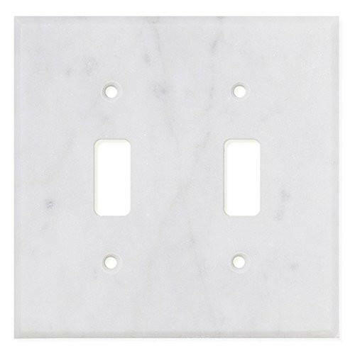 Italian Carrara White Marble Double Toggle Switch Wall Plate / Switch Plate / Cover - Honed-Marble Wall/Switch Plate-American Tile Depot