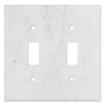 Italian Carrara White Marble Double Toggle Switch Wall Plate / Switch Plate / Cover - Polished-Marble Wall/Switch Plate-American Tile Depot