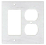 Italian Carrara White Marble Rocker Duplex Switch Wall Plate / Switch Plate / Cover - Honed-Marble Wall/Switch Plate-American Tile Depot