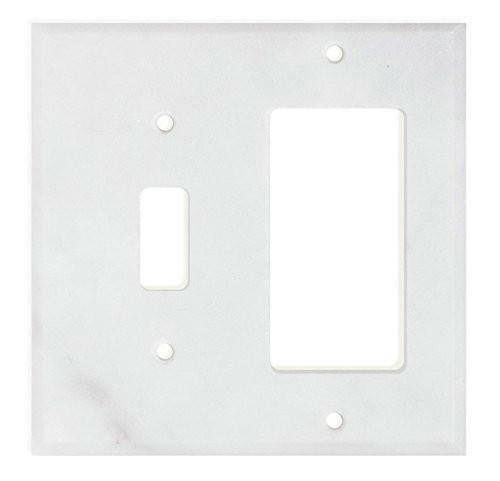 Italian Carrara White Marble Toggle Rocker Switch Wall Plate / Switch Plate / Cover - Polished-Marble Wall/Switch Plate-American Tile Depot