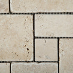 Ivory Travertine 4-Pieced OPUS Mini-Pattern Tumbled Mosaic Tile-Travertine Mosaic-American Tile Depot