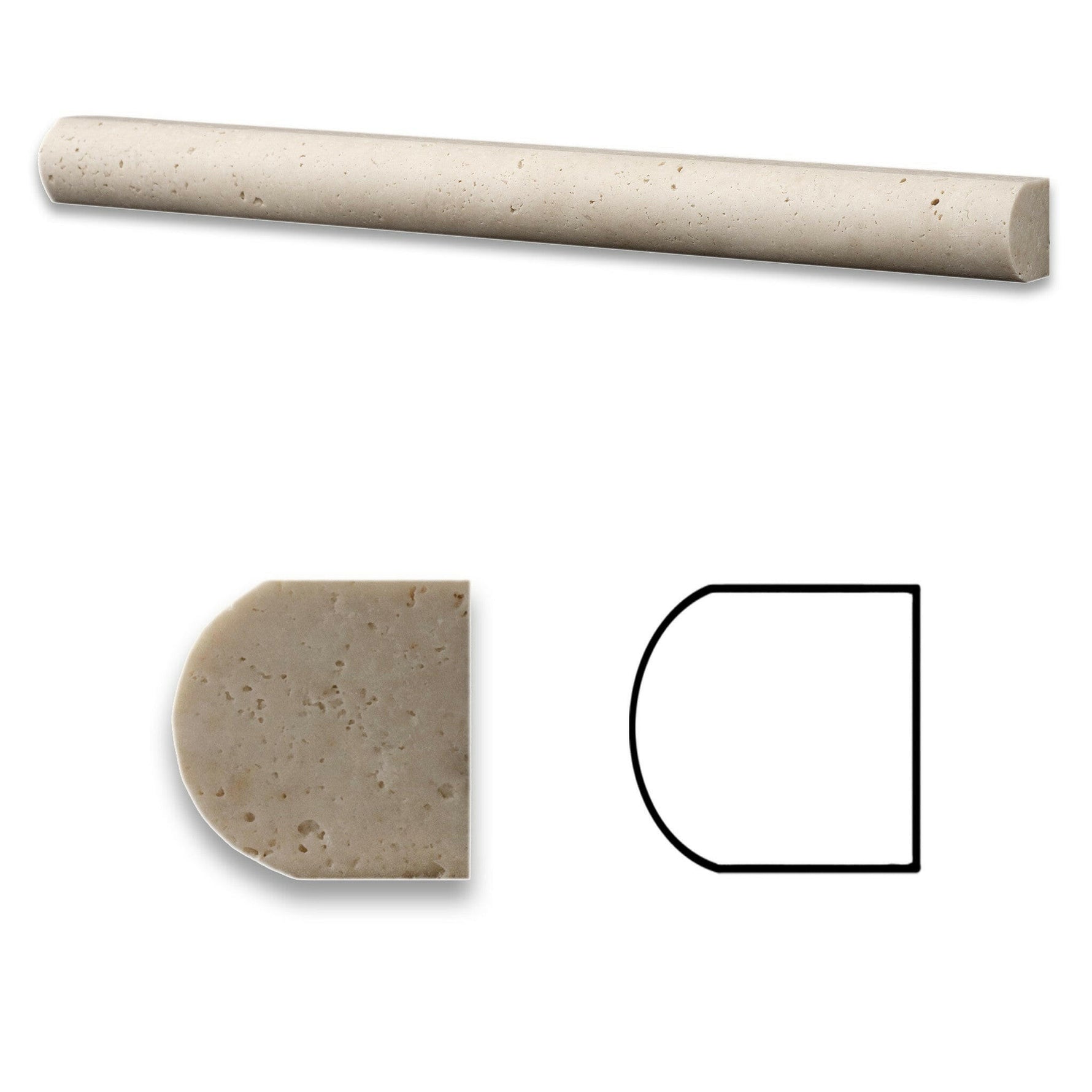 Ivory Travertine Honed 1 X 12 Dome Liner-Travertine Molding/Trim-American Tile Depot