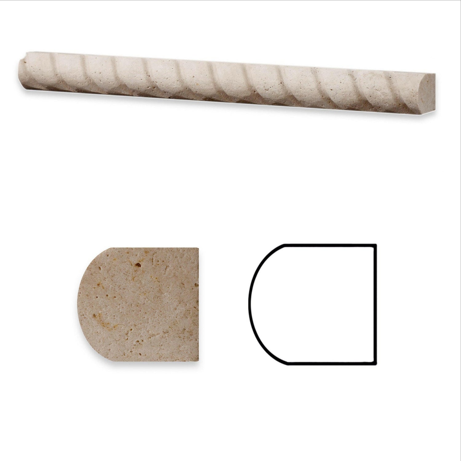 Ivory Travertine Honed 1 X 12 Rope Liner-Travertine Molding/Trim-American Tile Depot