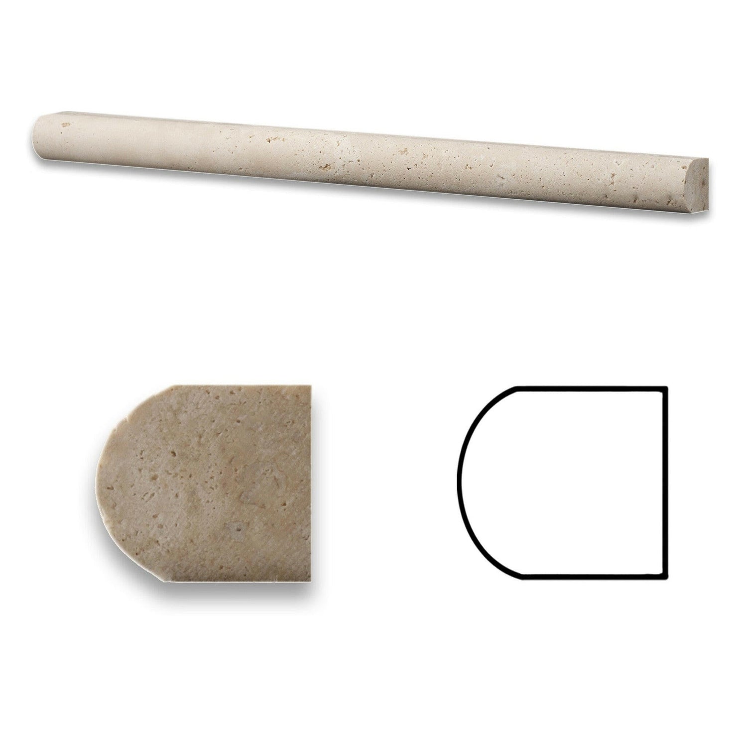 Ivory Travertine Honed 3/4 X 12 Bullnose Liner-Travertine Molding/Trim-American Tile Depot