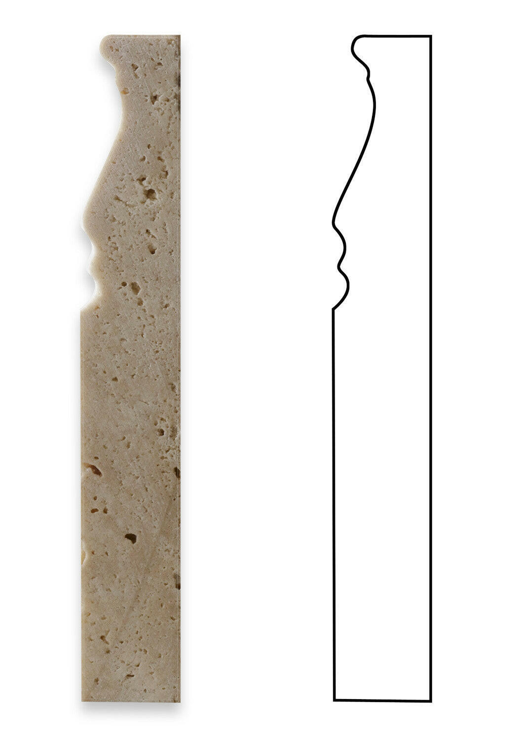 Ivory Travertine Honed 5 X 12 Baseboard Trim Molding-Travertine Molding/Trim-American Tile Depot