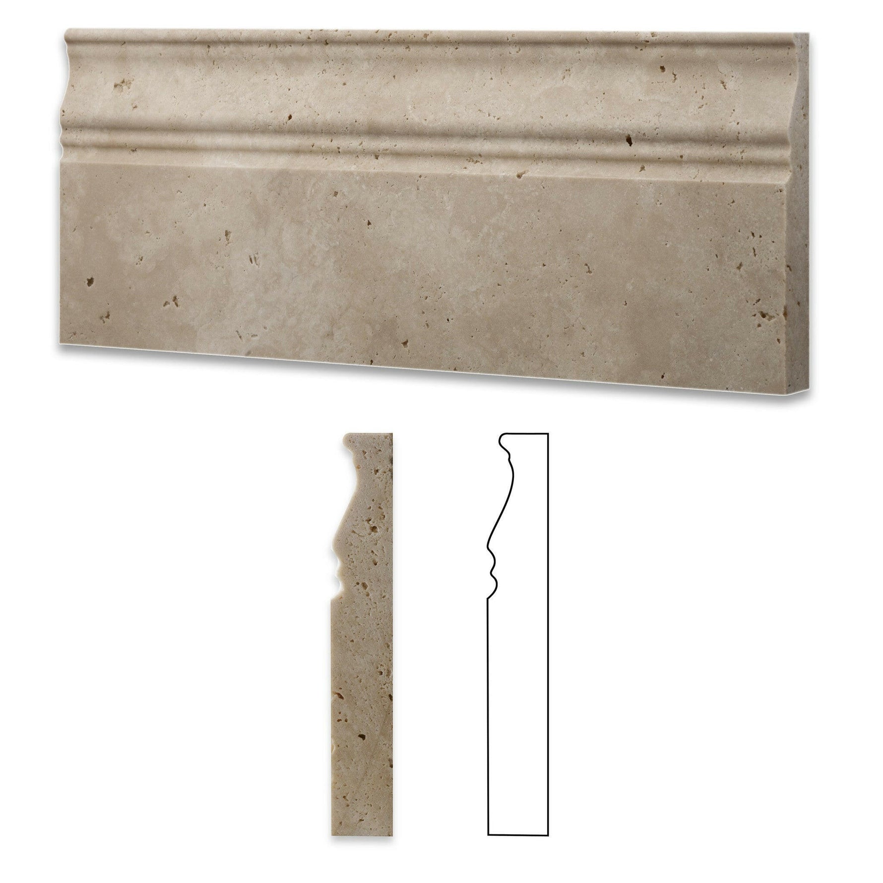 Ivory Travertine Honed 5 X 12 Baseboard Trim Molding-Travertine Molding/Trim-American Tile Depot