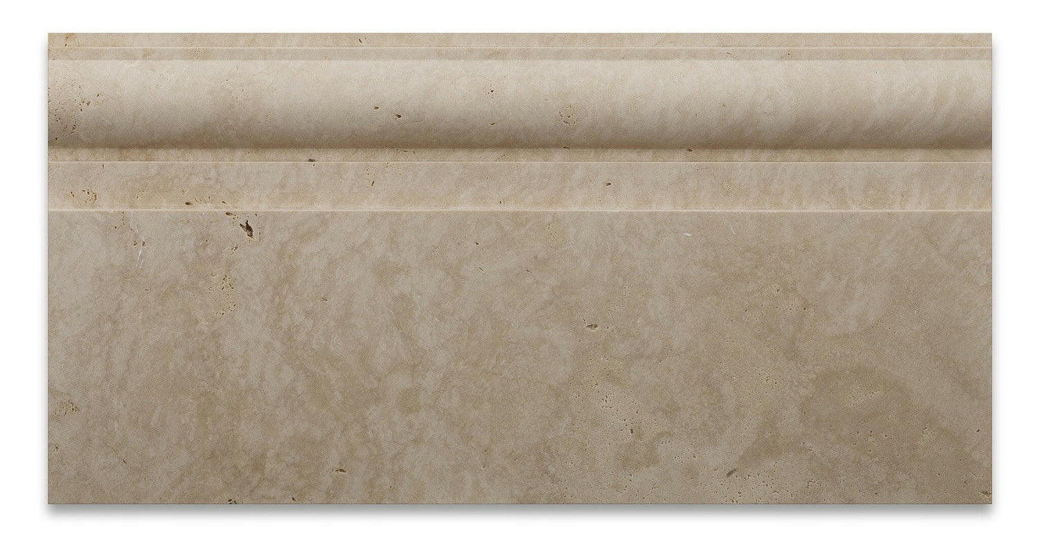 Ivory Travertine Honed 6 X 12 Baseboard Trim Molding-Travertine Molding/Trim-American Tile Depot