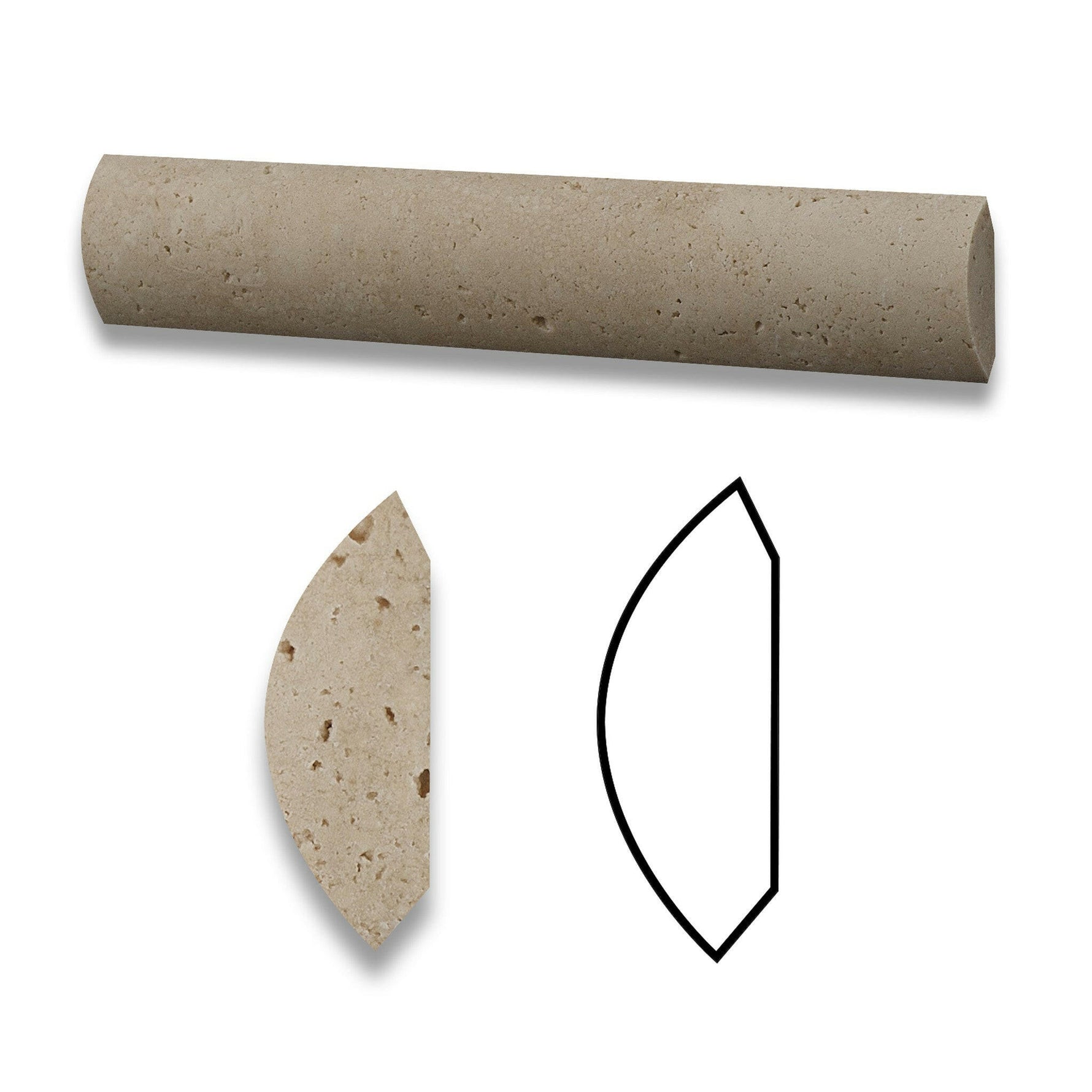 Ivory Travertine Honed Quarter - Round Trim Molding-Travertine Molding/Trim-American Tile Depot