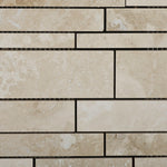 Ivory Travertine Honed Random Strip Mosaic Tile-Travertine Mosaic-American Tile Depot