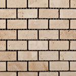 Ivory Travertine Mini Brick Tumbled Mosaic Tile-Travertine Mosaic-American Tile Depot