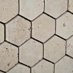 Ivory Travertine Tumbled 2'' Hexagon Mosaic Tile-Travertine Mosaic-American Tile Depot