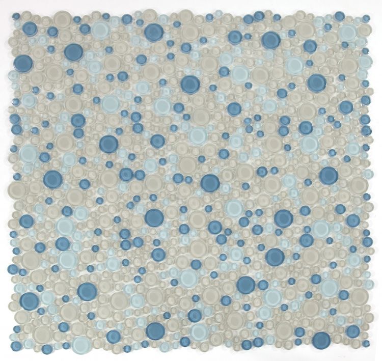 Lucy Cielo Polished Circular Glass Mosaic Tile-Glass Mosaic-American Tile Depot