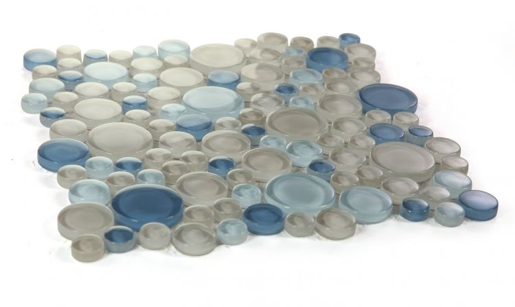 Lucy Cielo Polished Circular Glass Mosaic Tile-Glass Mosaic-American Tile Depot