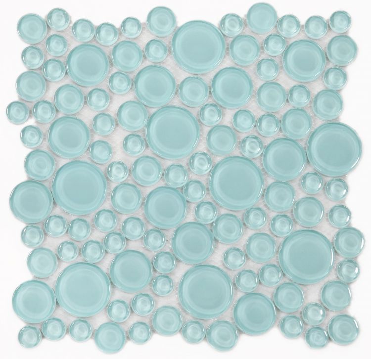 Lucy Mint Polished Circular Glass Mosaic Tile-Glass Mosaic-American Tile Depot