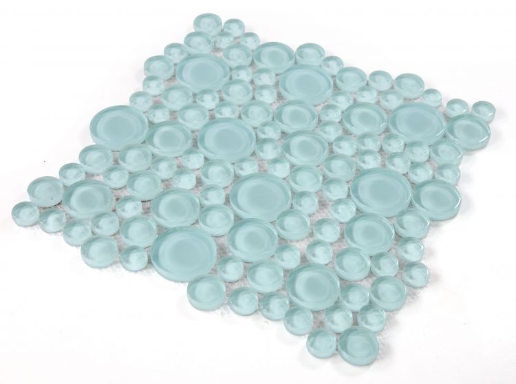 Lucy Mint Polished Circular Glass Mosaic Tile-Glass Mosaic-American Tile Depot